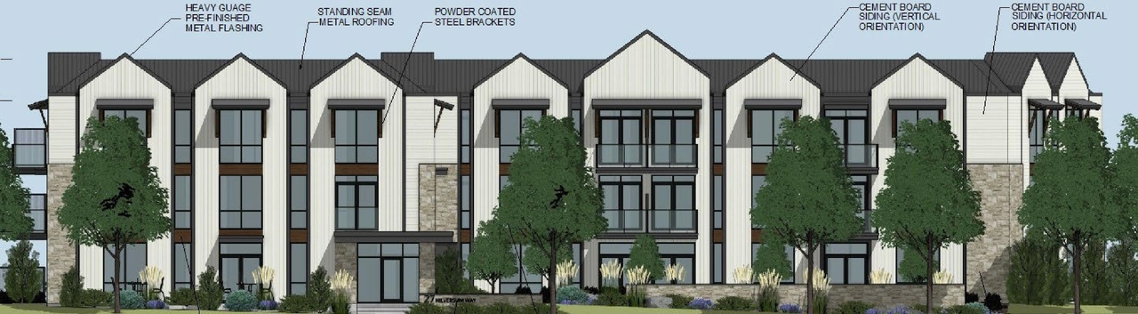 Rendering of building from page 9 of the file '2025-11-26 - Urban Design Brief - D07-12-25-0155'