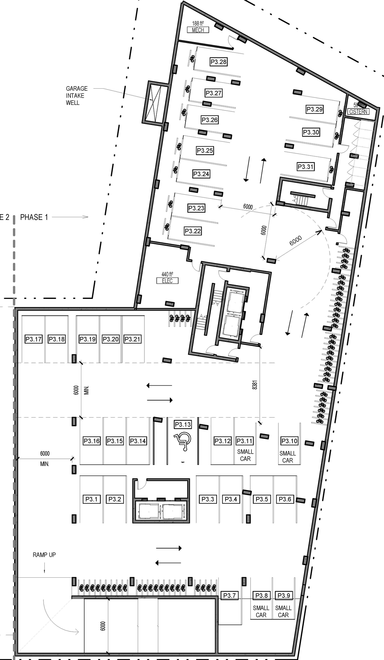 Construction site plan for project from page 1 of the file '2025-12-08 - Parking and Floor Plans - D07-12-25-0162'