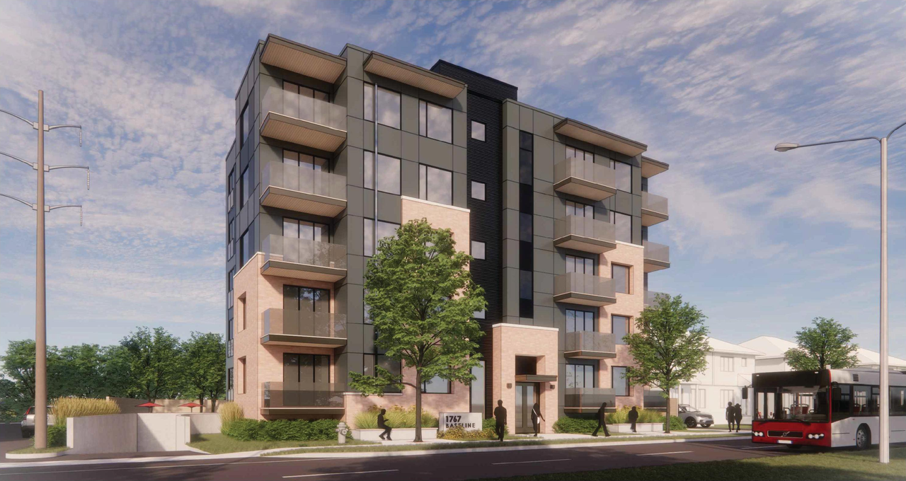 Rendering of building from page 12 of the file '2025-12-23 - Urban Design Brief - D02-02-25-0098 & D07-12-25-0169'