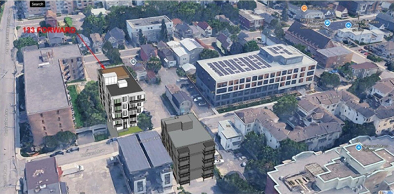 Rendering of building from page 4 of the file '2025-12-22 - Urban Design Brief - D07-12-25-0174'