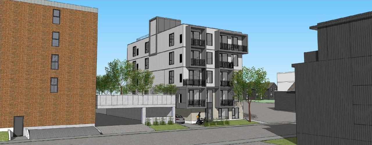 Rendering of building from page 9 of the file '2025-12-22 - Urban Design Brief - D07-12-25-0174'