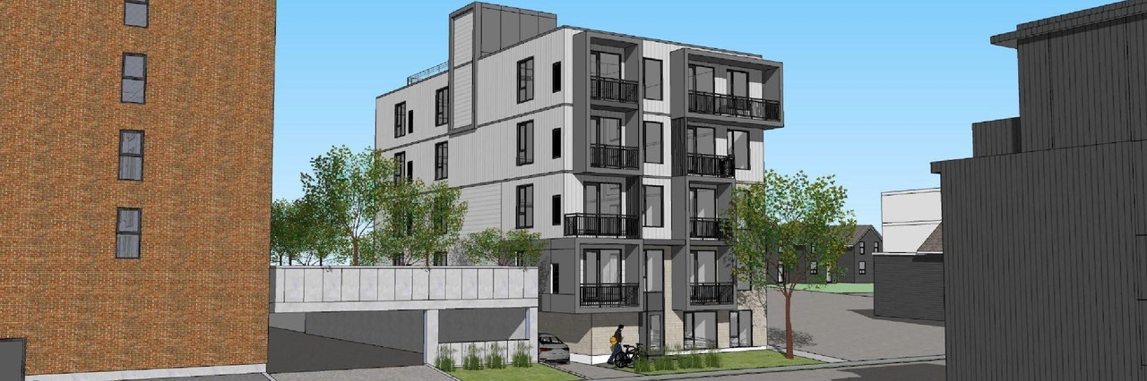 Rendering of building from page 9 of the file '2025-12-22 - Urban Design Brief - D07-12-25-0174'