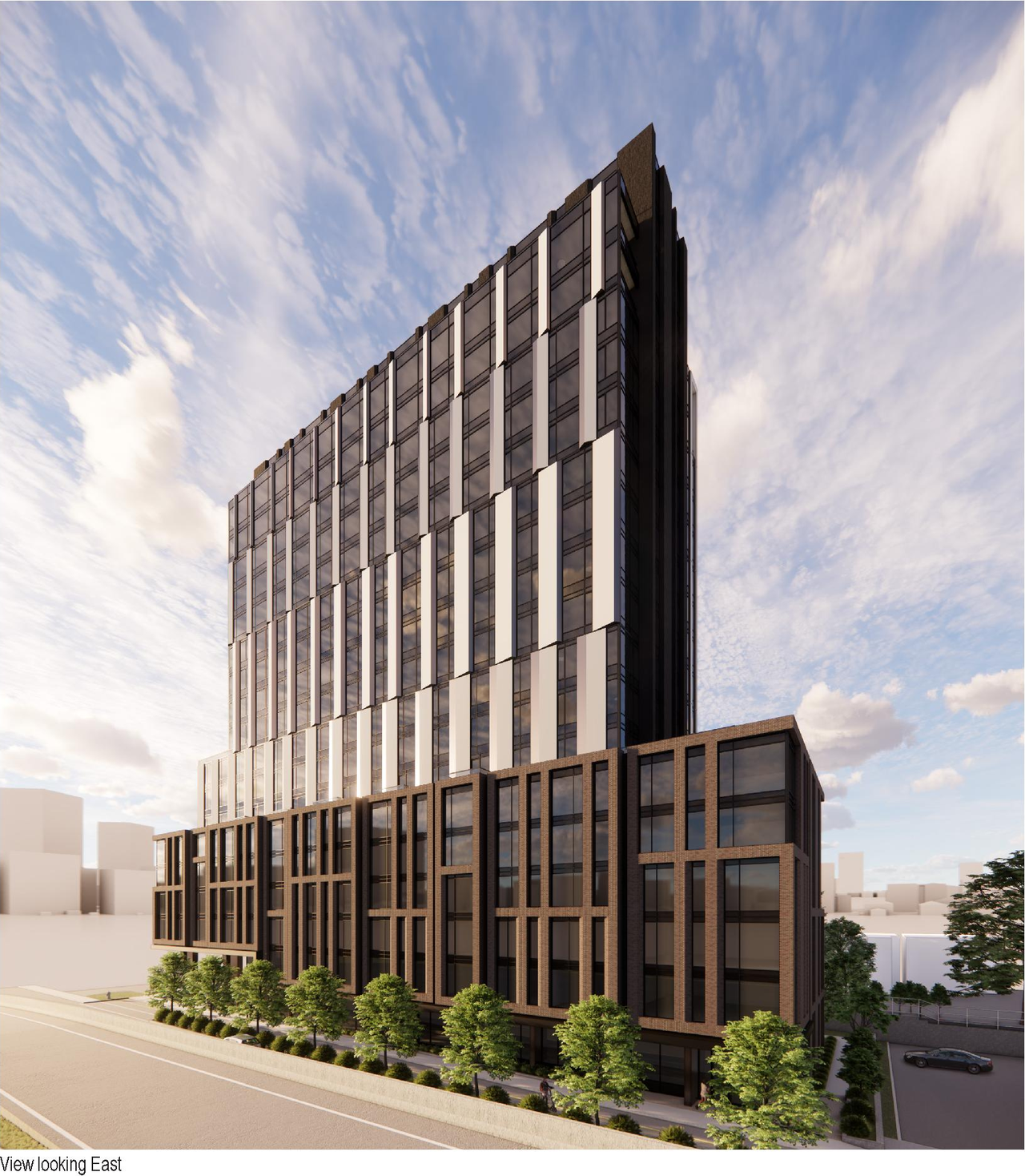 Rendering of building from page 14 of the file '2026-02-05 - Urban Design Brief - D07-12-26-0009'