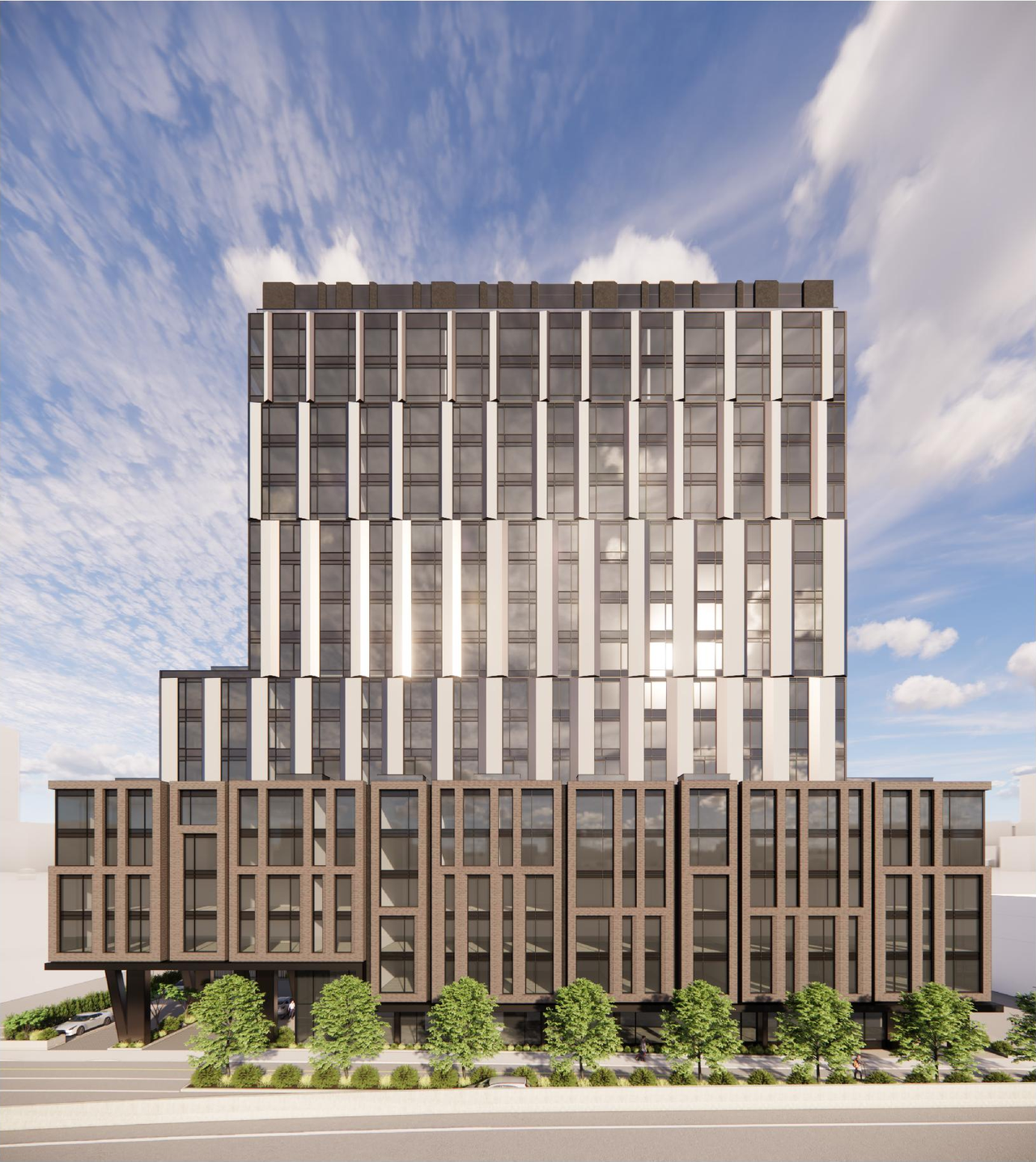 Rendering of building from page 15 of the file '2026-02-05 - Urban Design Brief - D07-12-26-0009'