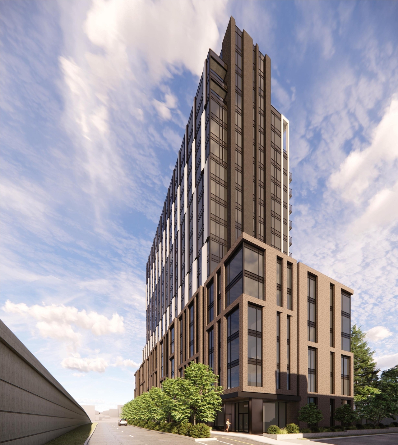 Rendering of building from page 16 of the file '2026-02-05 - Urban Design Brief - D07-12-26-0009'