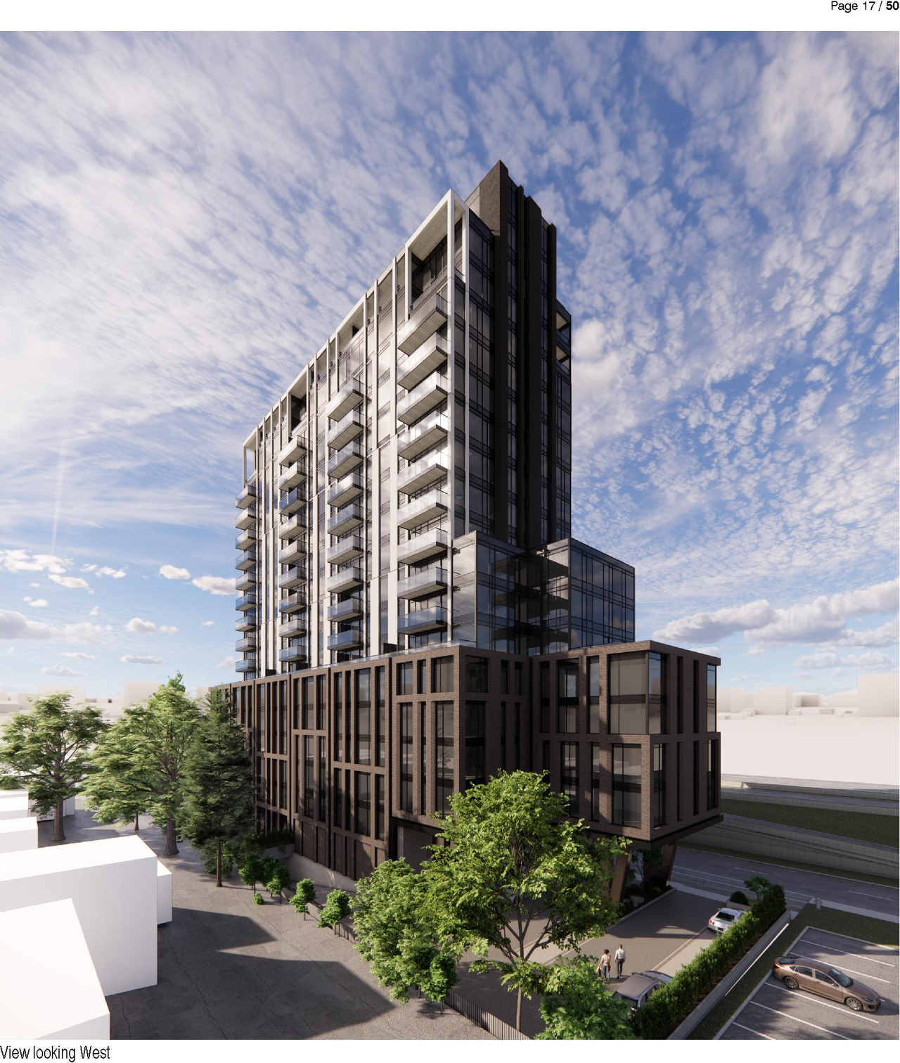 Rendering of building from page 17 of the file '2026-02-05 - Urban Design Brief - D07-12-26-0009'