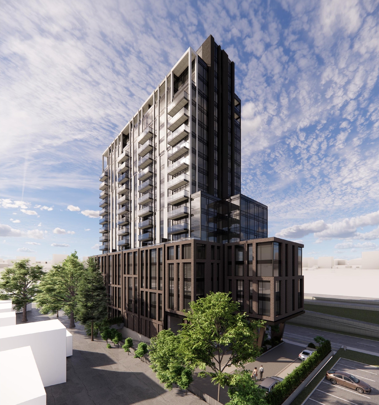 Rendering of building from page 17 of the file '2026-02-05 - Urban Design Brief - D07-12-26-0009'