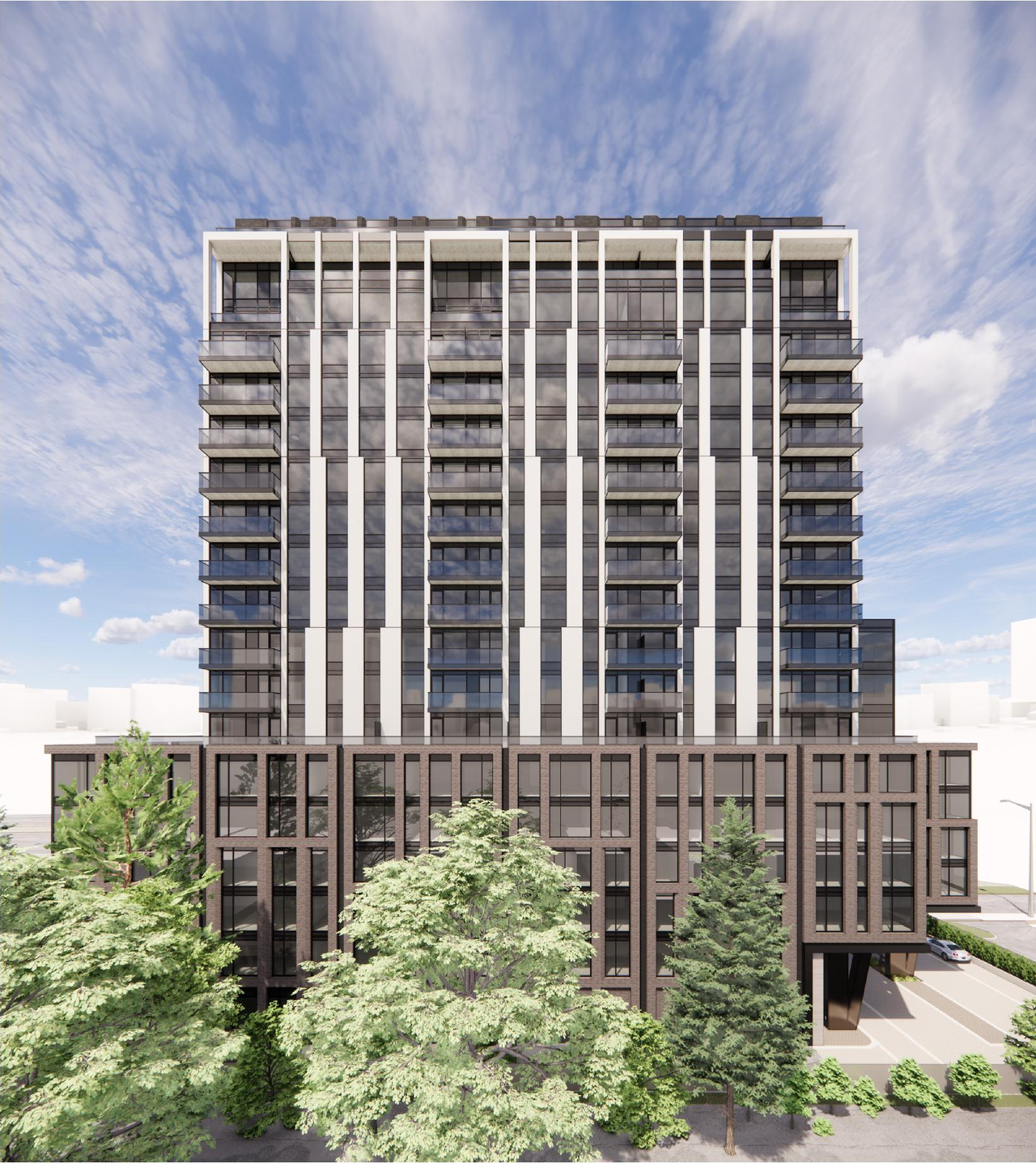 Rendering of building from page 17 of the file '2026-02-05 - Urban Design Brief - D07-12-26-0009'