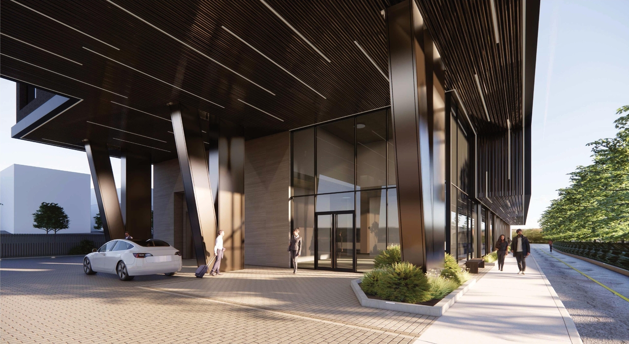 Rendering of building from page 19 of the file '2026-02-05 - Urban Design Brief - D07-12-26-0009'