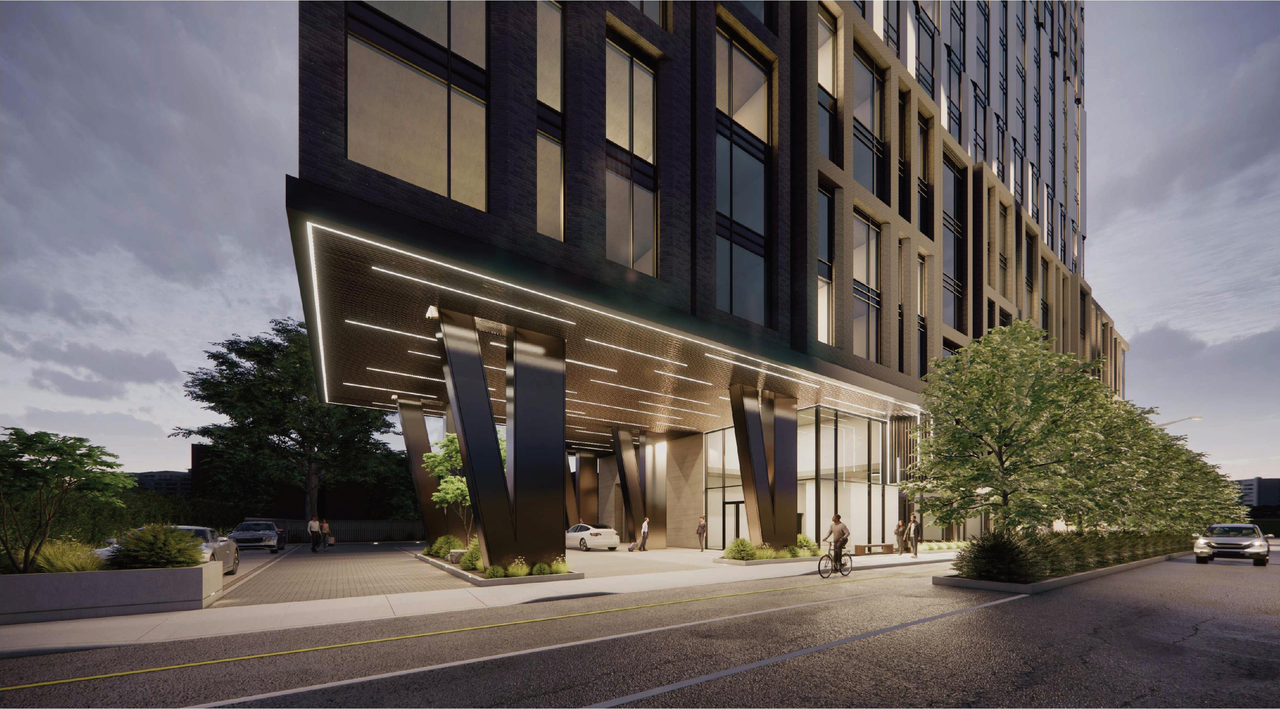 Rendering of building from page 20 of the file '2026-02-05 - Urban Design Brief - D07-12-26-0009'
