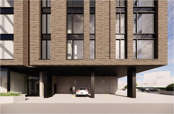 Rendering of building from page 21 of the file '2026-02-05 - Urban Design Brief - D07-12-26-0009'