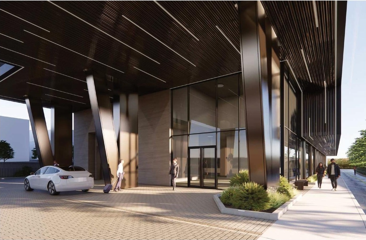 Rendering of building from page 21 of the file '2026-02-05 - Urban Design Brief - D07-12-26-0009'