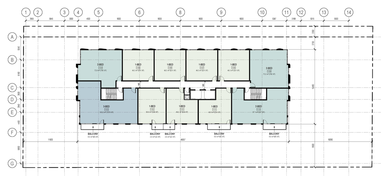 Floor plan for project from page 35 of the file '2026-02-05 - Urban Design Brief - D07-12-26-0009'