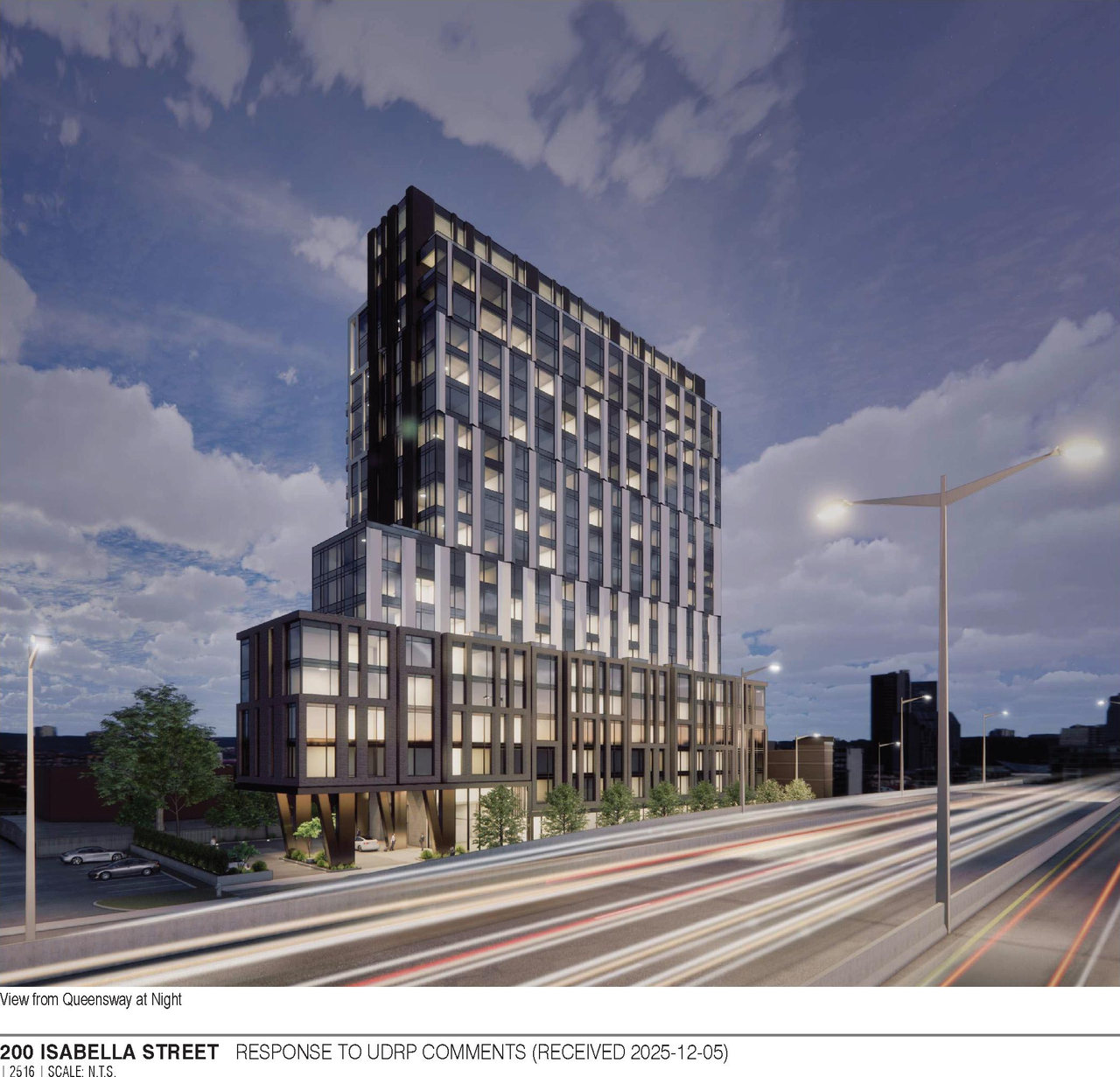 Rendering of building from page 5 of the file '2026-02-05 - Urban Design Brief - D07-12-26-0009'