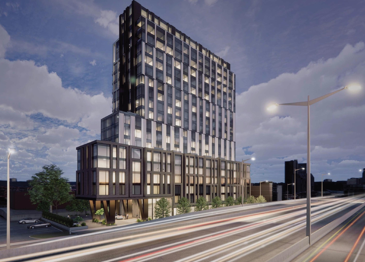 Rendering of building from page 5 of the file '2026-02-05 - Urban Design Brief - D07-12-26-0009'