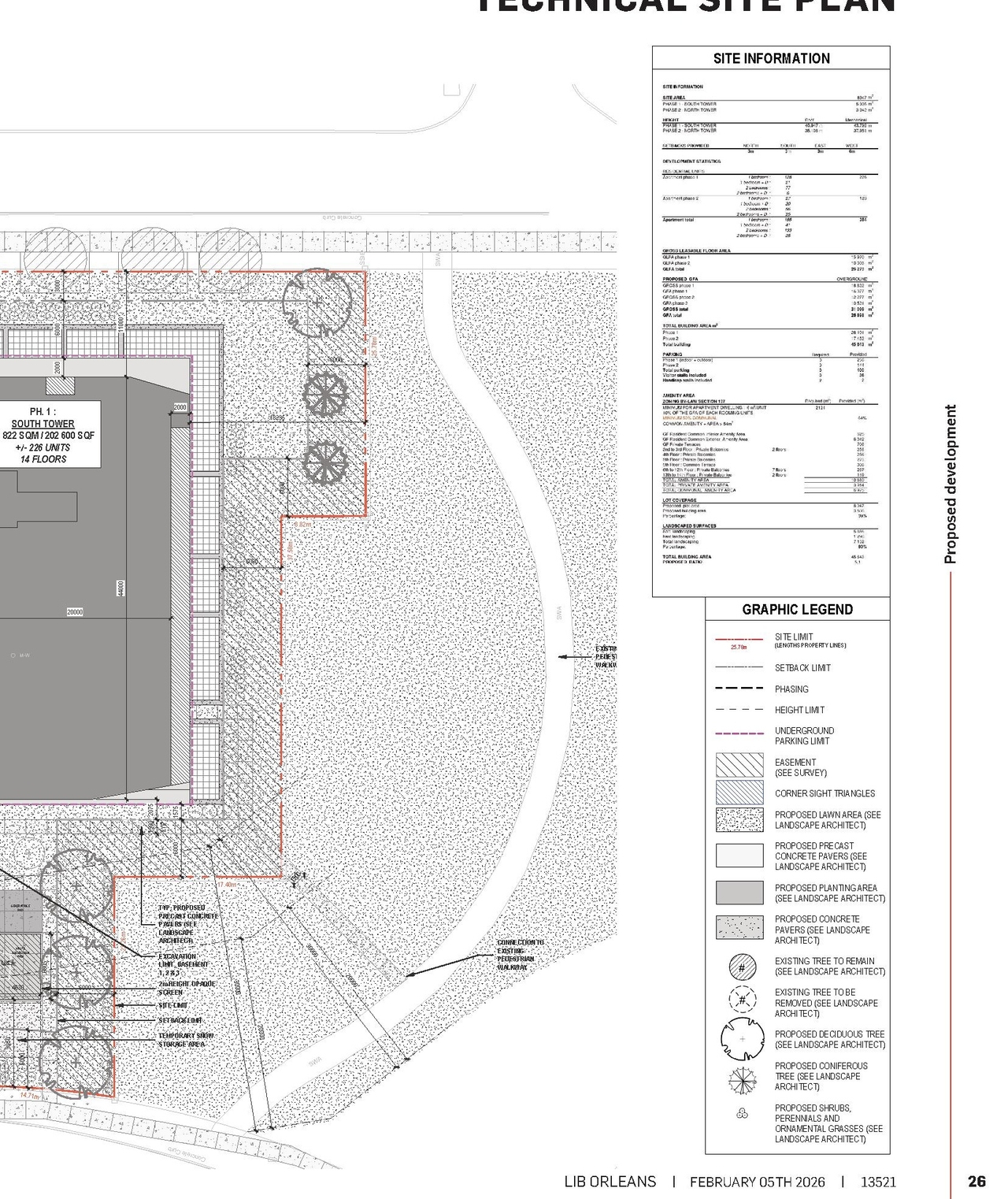 Construction site plan for project from page 26 of the file '2026-02-09 - Design Brief - D07-12-26-0012'