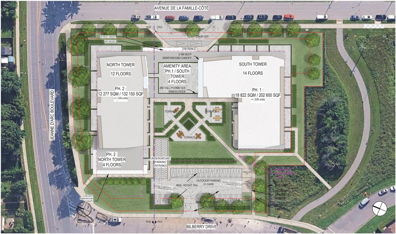 Construction site plan for project from page 30 of the file '2026-02-09 - Design Brief - D07-12-26-0012'