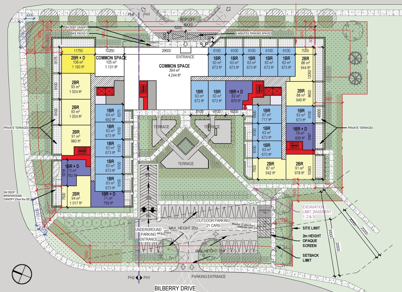 Construction site plan for project from page 33 of the file '2026-02-09 - Design Brief - D07-12-26-0012'