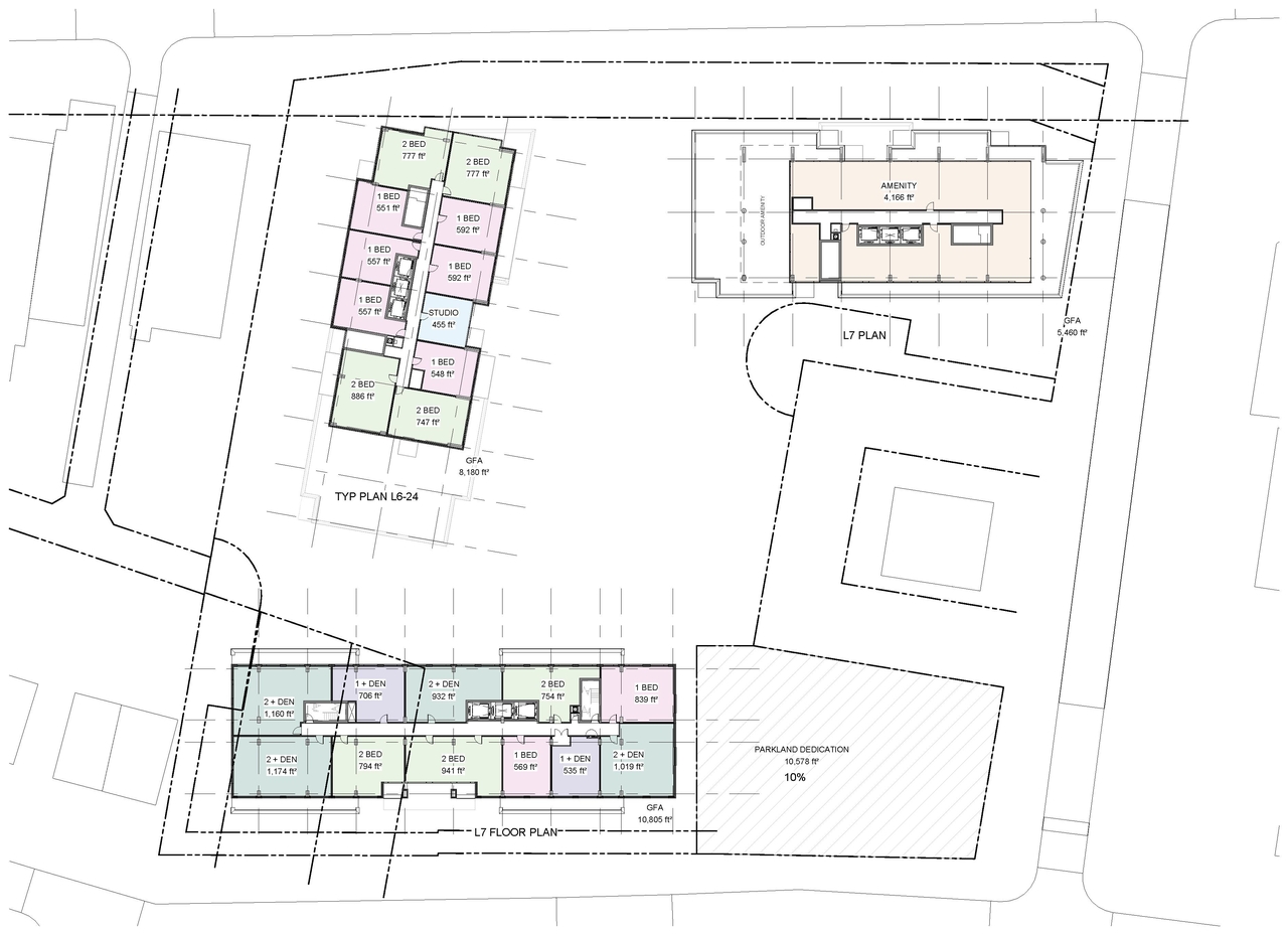 Floor plan for project from page 26 of the file '2026-02-10 - Urban Design Brief - D07-12-26-0013 & D02-02-26-0011'