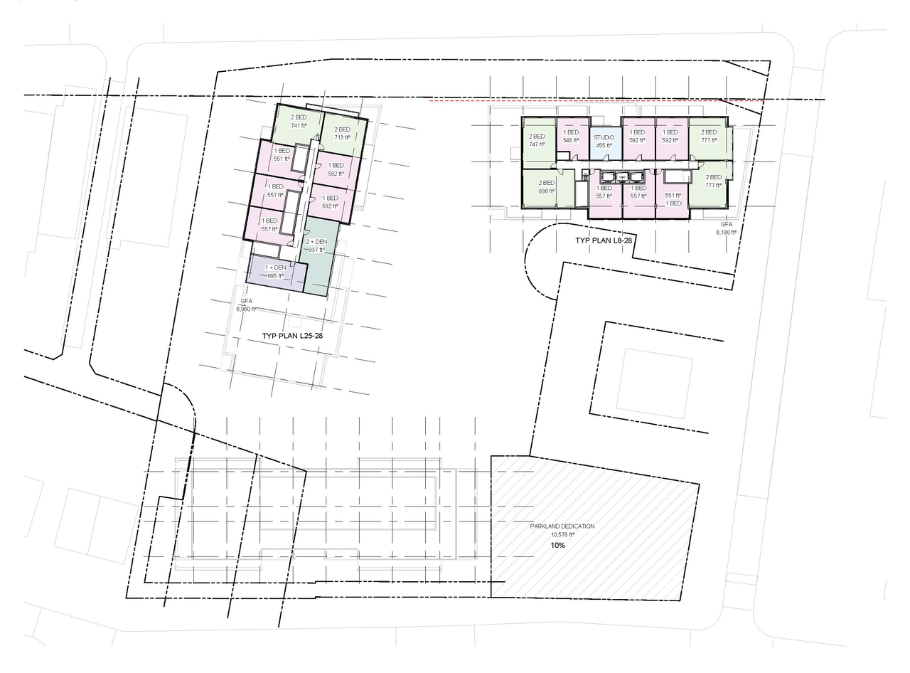 Floor plan for project from page 28 of the file '2026-02-10 - Urban Design Brief - D07-12-26-0013 & D02-02-26-0011'