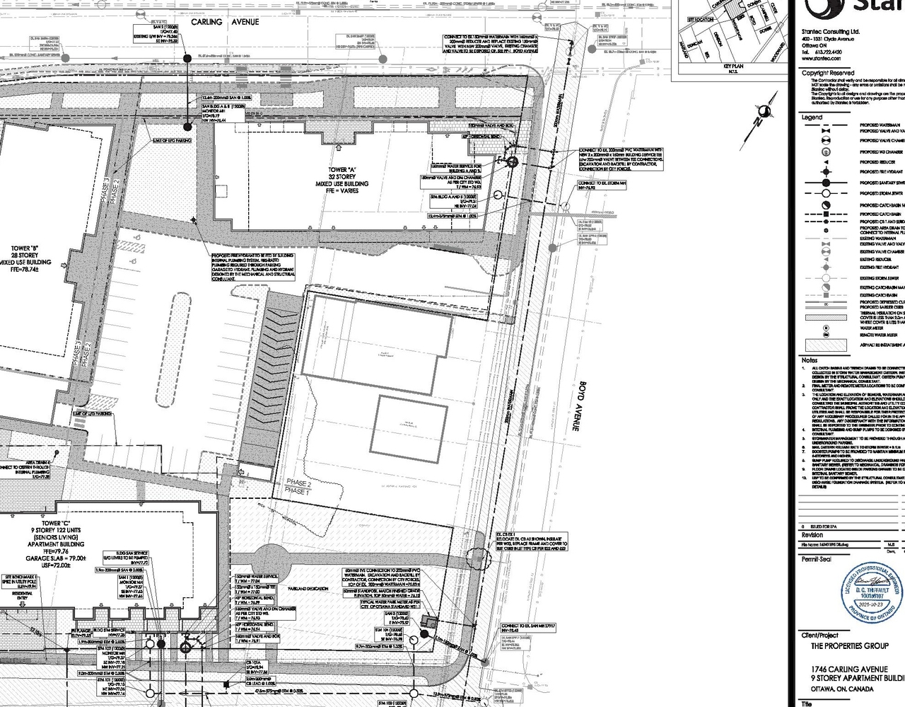 Construction site plan for project from page 45 of the file '2026-02-10 - Urban Design Brief - D07-12-26-0013 & D02-02-26-0011'