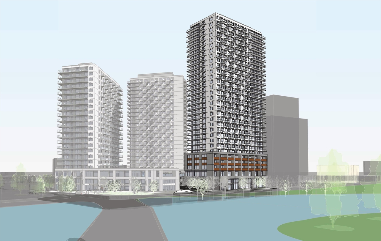 Rendering of building from page 29 of the file '2026-02-19 - Urban Design Brief - D07-12-26-0015'