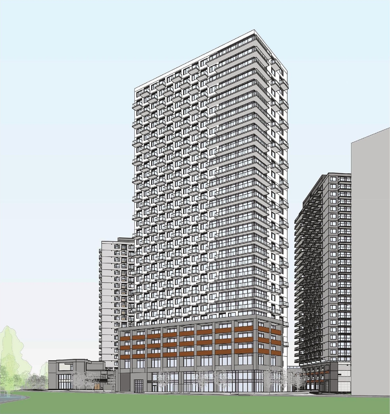 Rendering of building from page 30 of the file '2026-02-19 - Urban Design Brief - D07-12-26-0015'