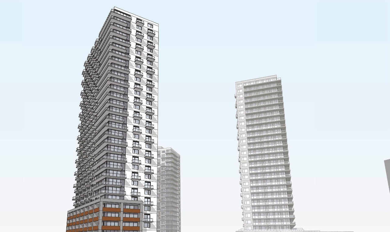 Rendering of building from page 34 of the file '2026-02-19 - Urban Design Brief - D07-12-26-0015'