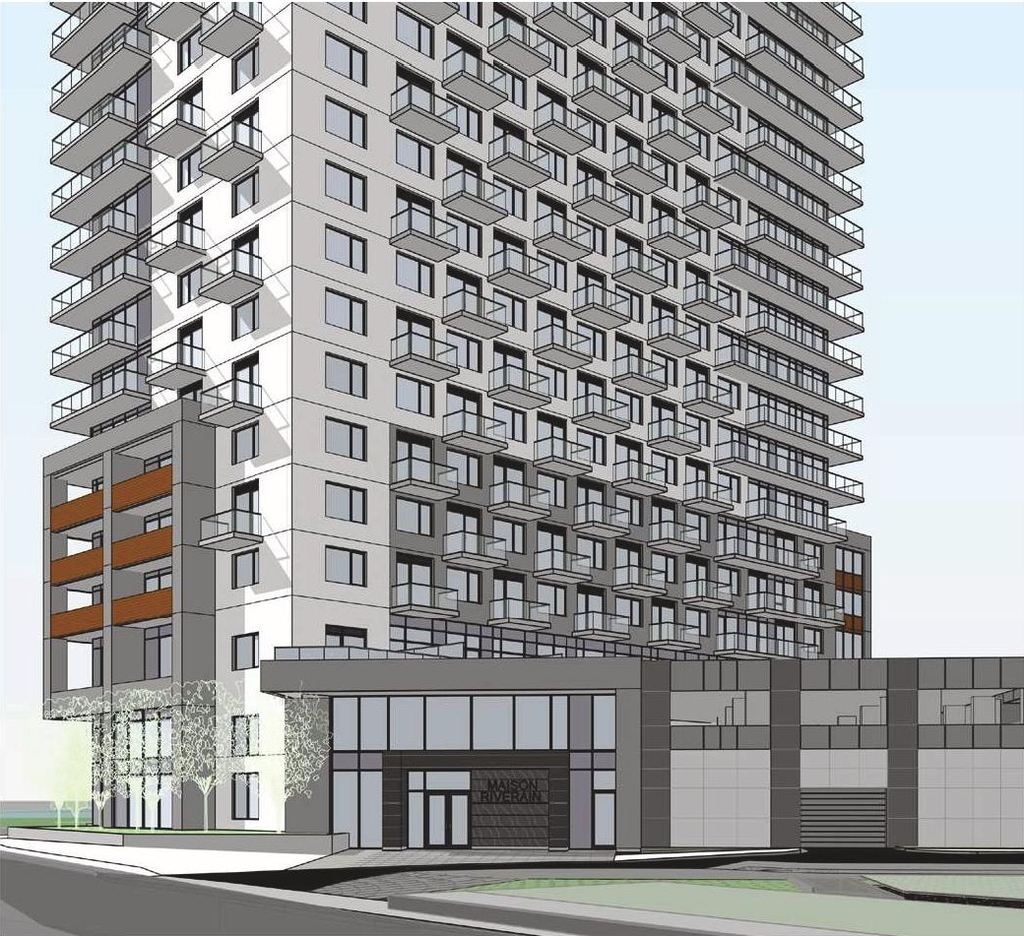 Rendering of building from page 35 of the file '2026-02-19 - Urban Design Brief - D07-12-26-0015'