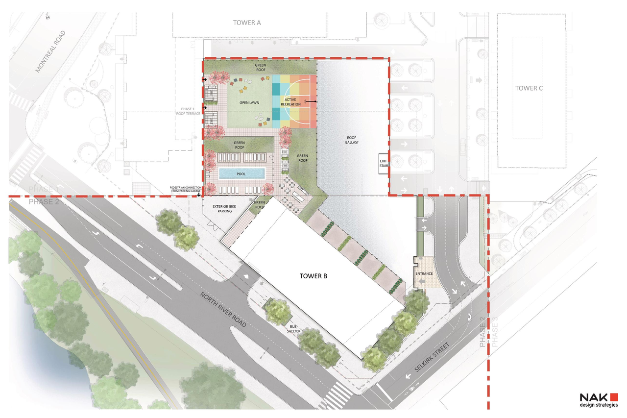 Construction site plan for project from page 39 of the file '2026-02-19 - Urban Design Brief - D07-12-26-0015'