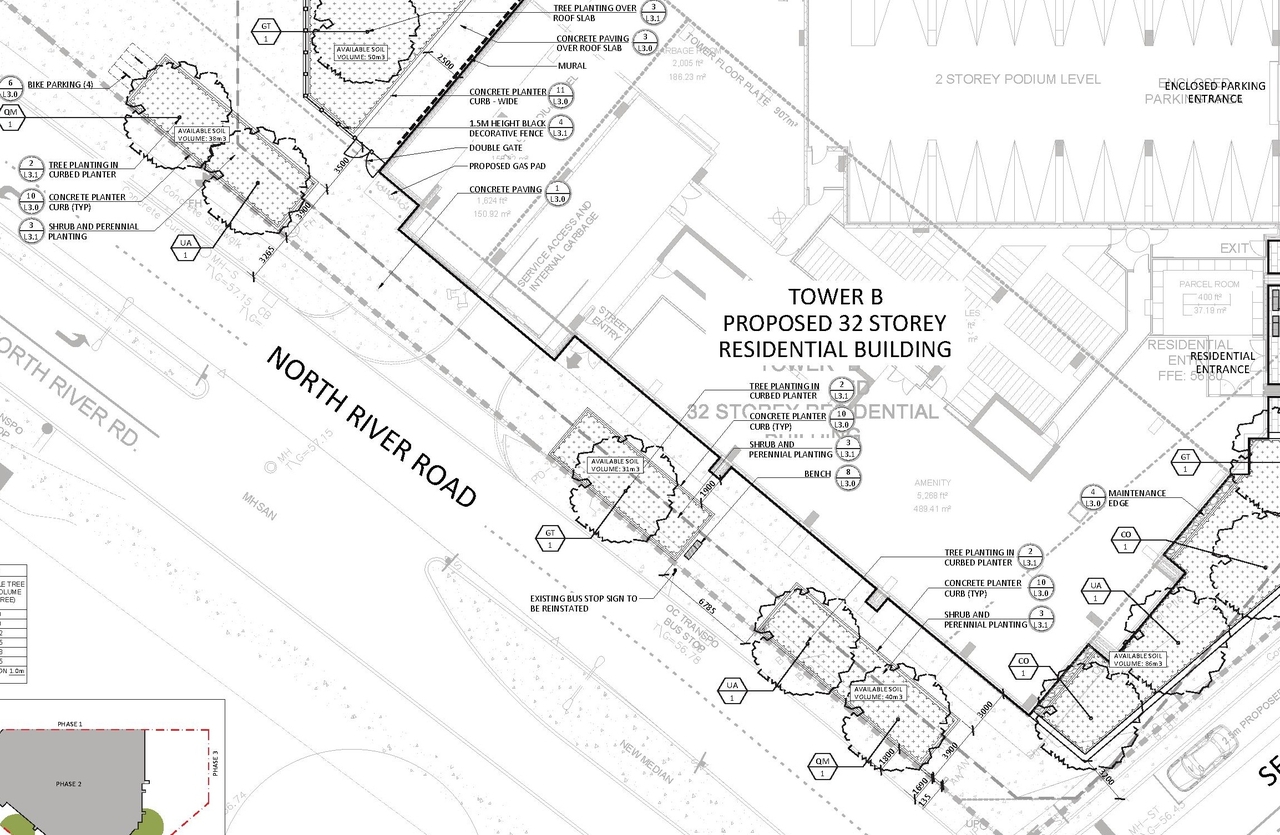 Construction site plan for project from page 40 of the file '2026-02-19 - Urban Design Brief - D07-12-26-0015'