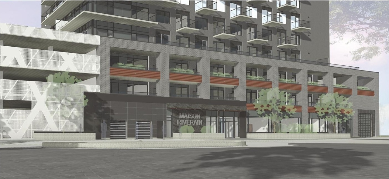 Rendering of building from page 8 of the file '2026-02-19 - Urban Design Brief - D07-12-26-0015'