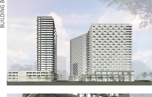 Rendering of building from page 8 of the file '2026-02-19 - Urban Design Brief - D07-12-26-0015'
