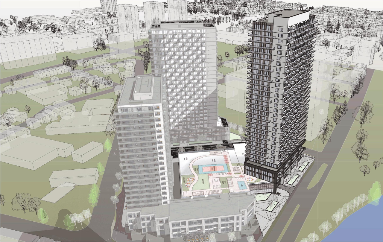 Rendering of building from page 32 of the file '2026-07-20 - Design Brief - D07-12-26-0015'