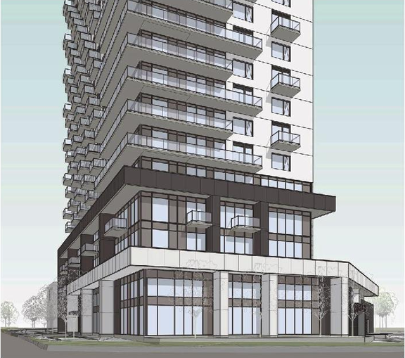 Rendering of building from page 36 of the file '2026-07-20 - Design Brief - D07-12-26-0015'