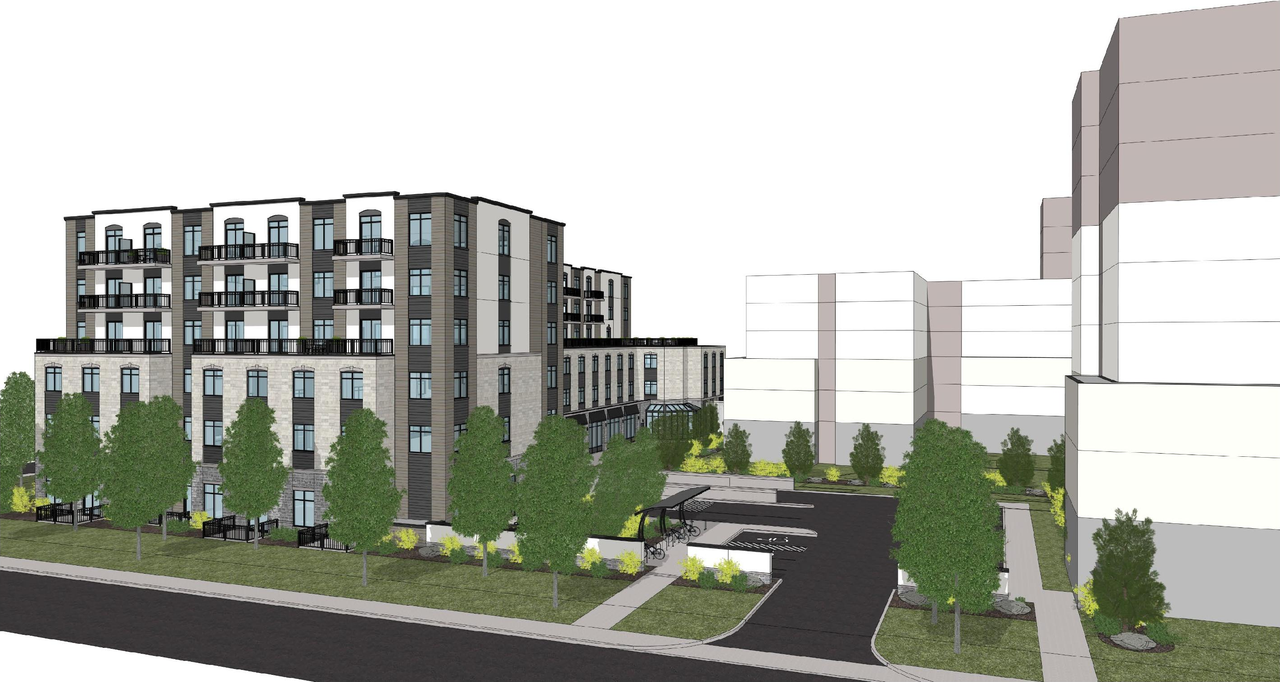 Rendering of building from page 3 of the file '2026-06-15 - Persepctive Views of Phase 1 Parking & Loading Area - D07-12-26-0020'