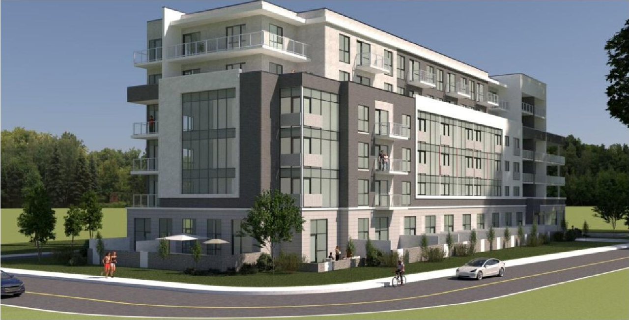 Rendering of building from page 28 of the file '2026-03-06 - Urban Design Brief - Phase 1 - D07-12-26-0020'