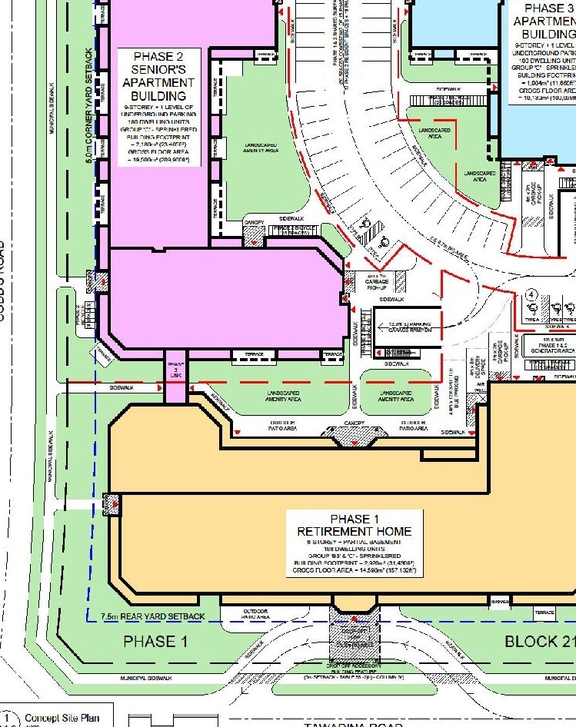 Construction site plan for project from page 32 of the file '2026-03-06 - Urban Design Brief - Phase 1 - D07-12-26-0020'