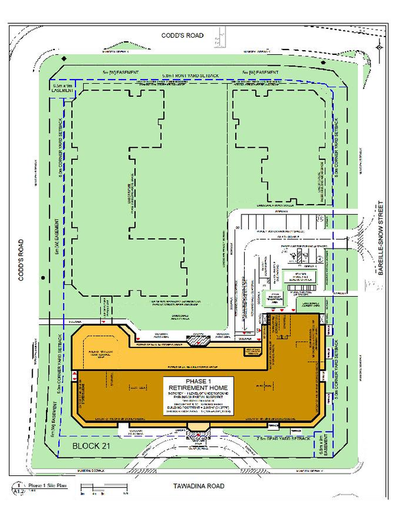 Construction site plan for project from page 33 of the file '2026-03-06 - Urban Design Brief - Phase 1 - D07-12-26-0020'