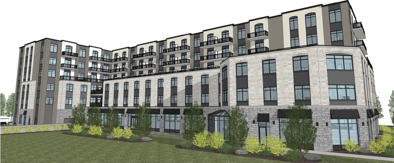 Rendering of building from page 43 of the file '2026-03-06 - Urban Design Brief - Phase 1 - D07-12-26-0020'