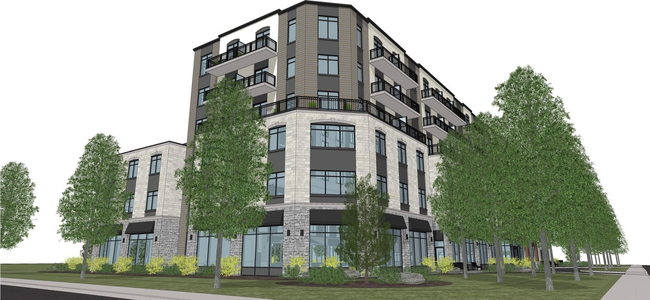 Rendering of building from page 43 of the file '2026-03-06 - Urban Design Brief - Phase 1 - D07-12-26-0020'