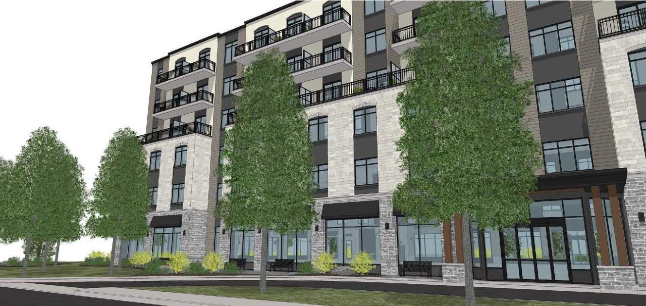 Rendering of building from page 43 of the file '2026-03-06 - Urban Design Brief - Phase 1 - D07-12-26-0020'