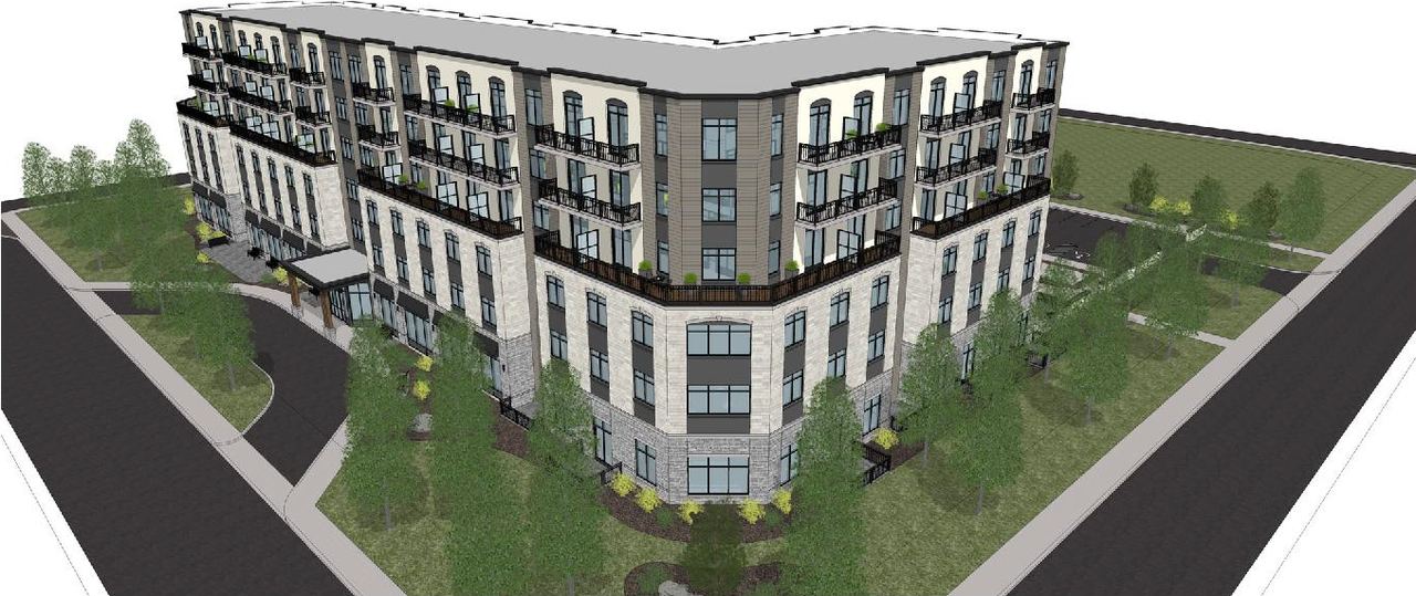 Rendering of building from page 5 of the file '2026-03-06 - Urban Design Brief - Phase 1 - D07-12-26-0020'