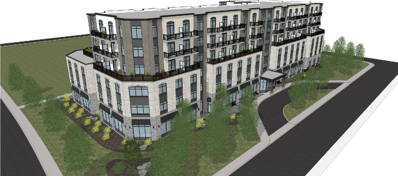 Rendering of building from page 5 of the file '2026-03-06 - Urban Design Brief - Phase 1 - D07-12-26-0020'