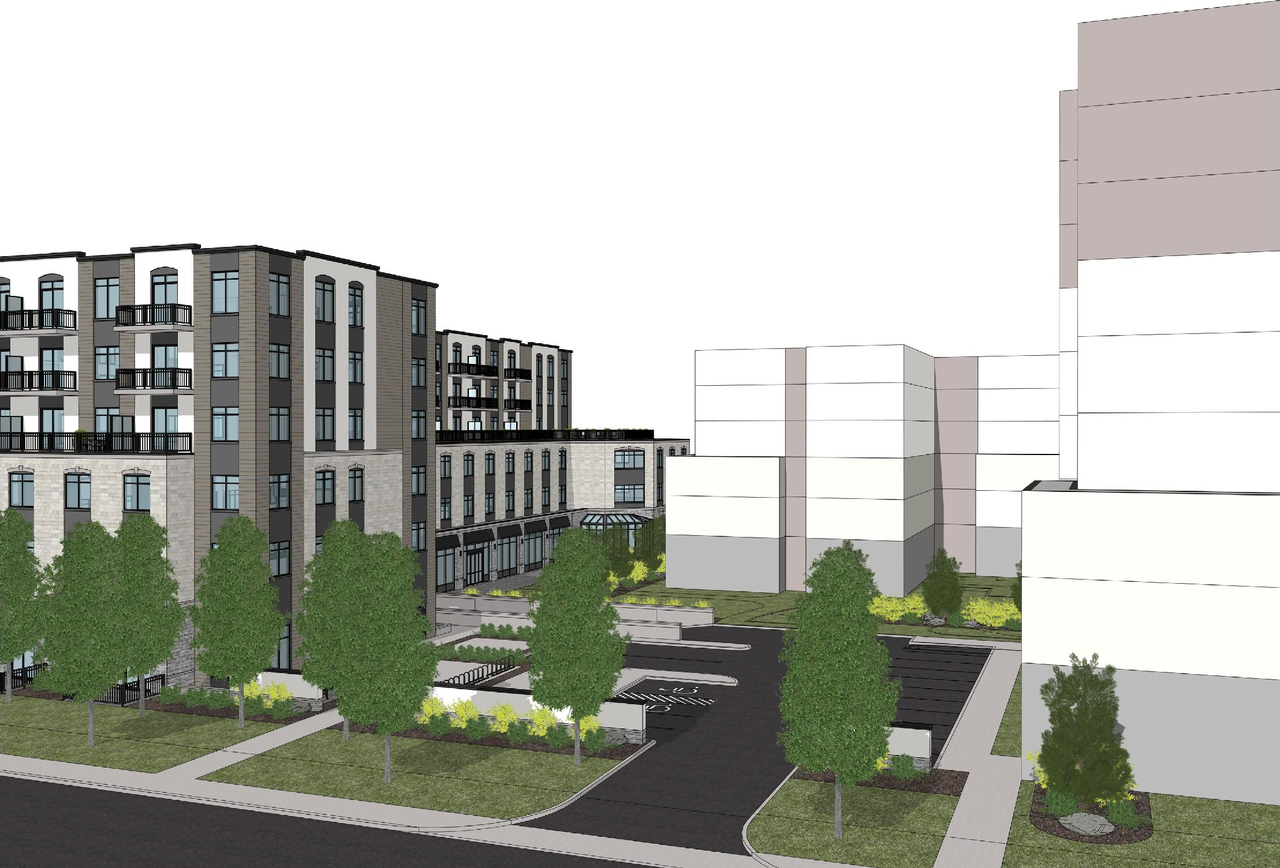 Rendering of building from page 6 of the file '2026-03-06 - Urban Design Brief - Phase 1 - D07-12-26-0020'