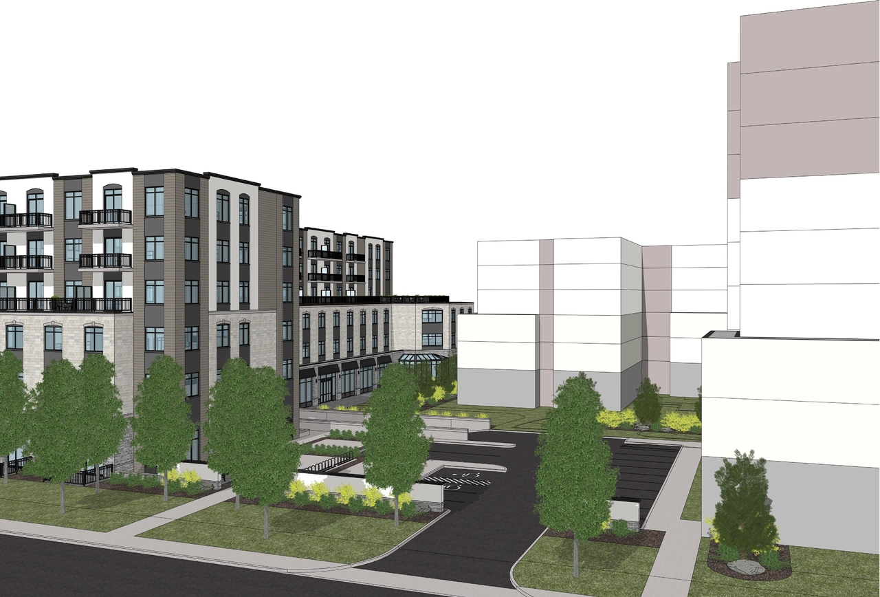 Rendering of building from page 6 of the file '2026-03-06 - Urban Design Brief - Phase 1 - D07-12-26-0020'