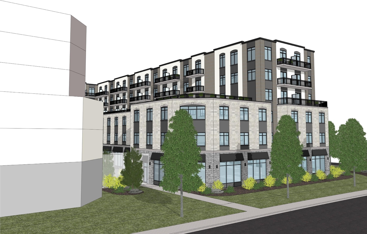 Rendering of building from page 7 of the file '2026-03-06 - Urban Design Brief - Phase 1 - D07-12-26-0020'