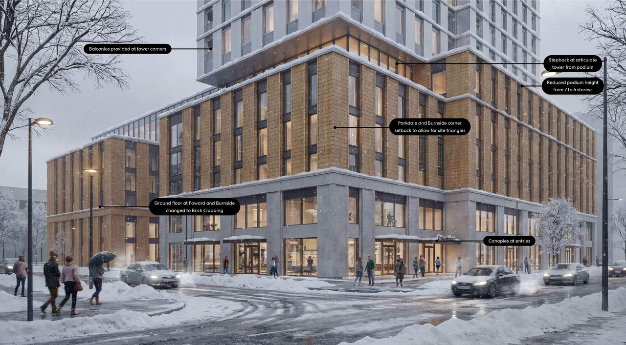 Rendering of building from page 59 of the file '2026-03-09 - Urban Design Review Panel Recommendation Responses - D07-12-26-0023'