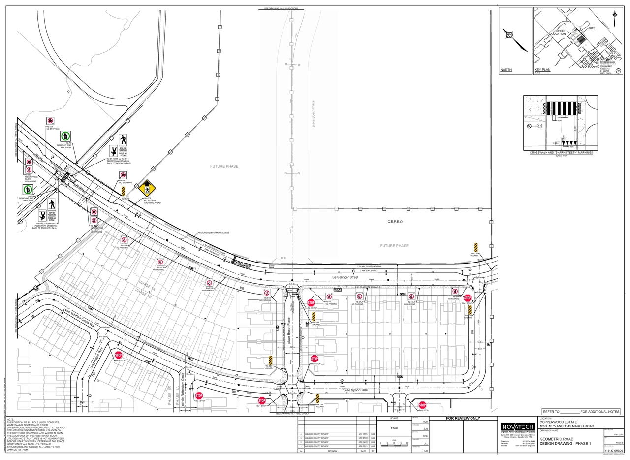 Construction site plan for project from page 5 of the file '2026-09-22 - Geometric Road Design Drawing - D07-12-26-0035'
