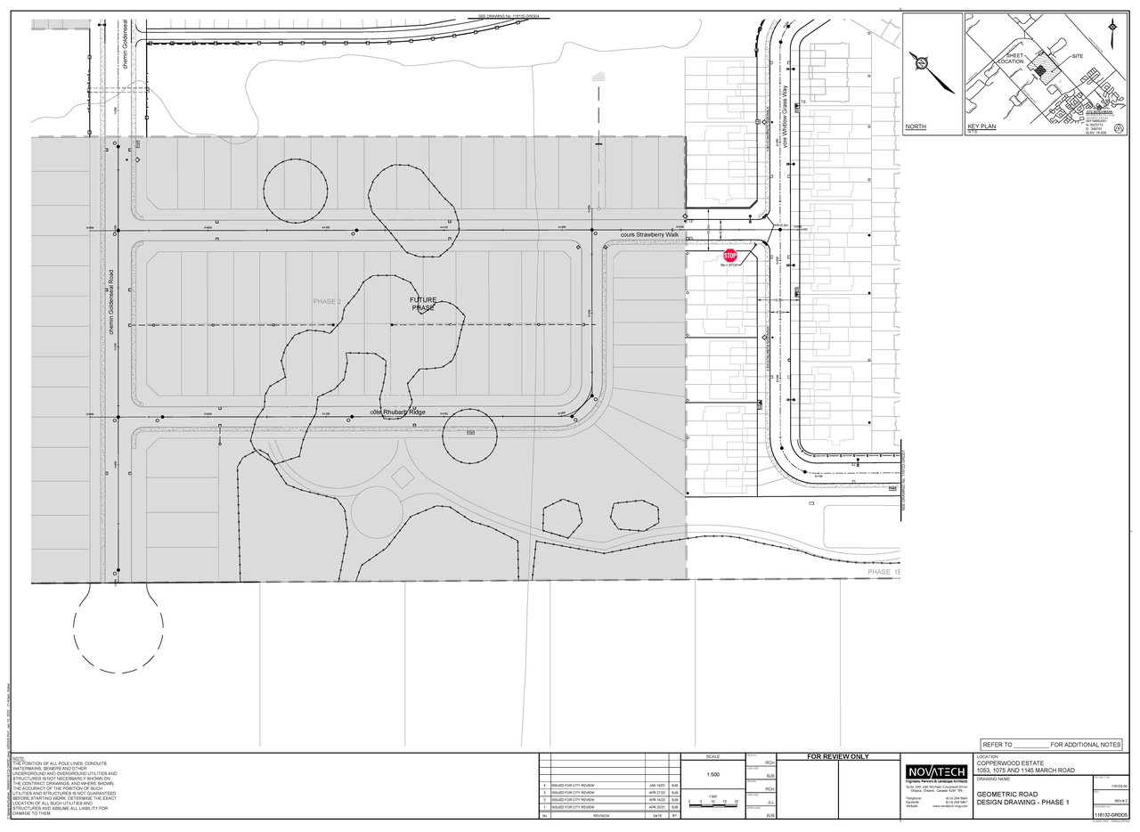 Construction site plan for project from page 8 of the file '2026-09-22 - Geometric Road Design Drawing - D07-12-26-0035'